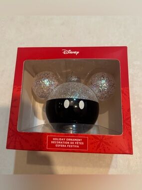 Disney Mickey Snow Globe-Style Holiday Ornament in Black & Iridescent Hallmark